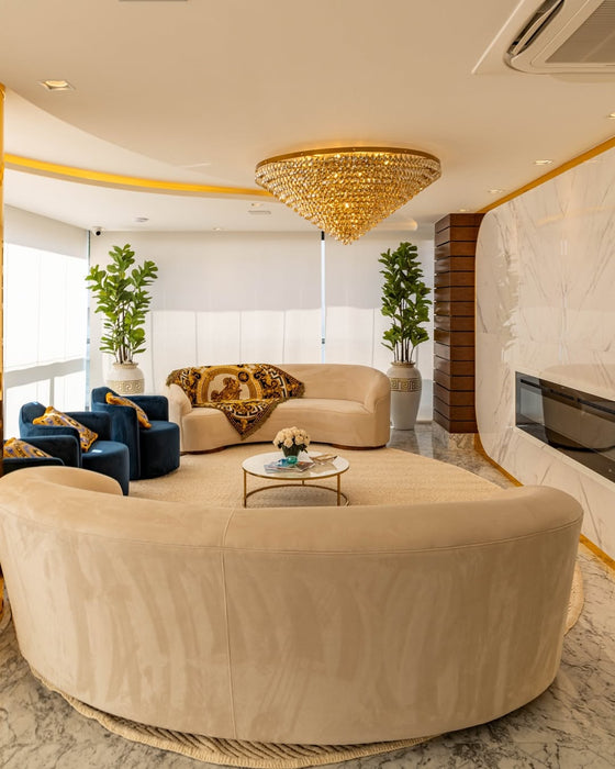 Luxury Flush Mounted Funnel Crystal Chandelier for Low Ceiling