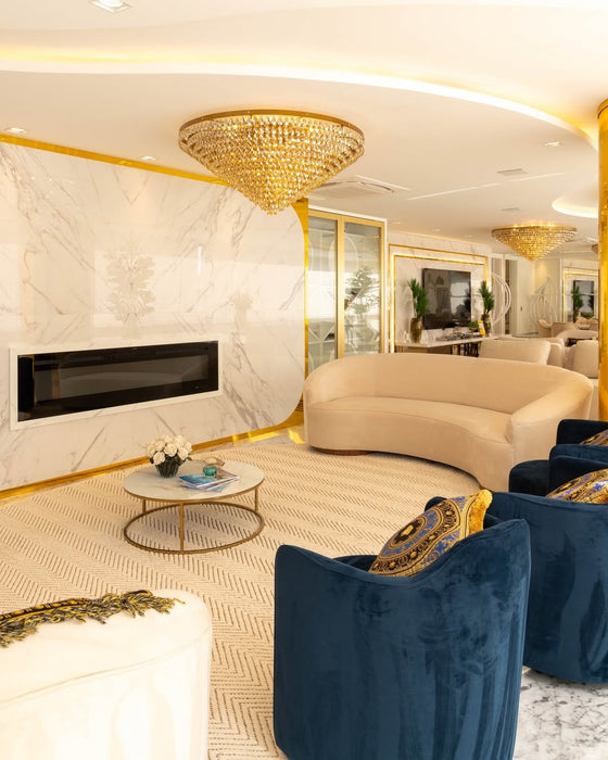 Luxury Flush Mounted Funnel Crystal Chandelier for Low Ceiling