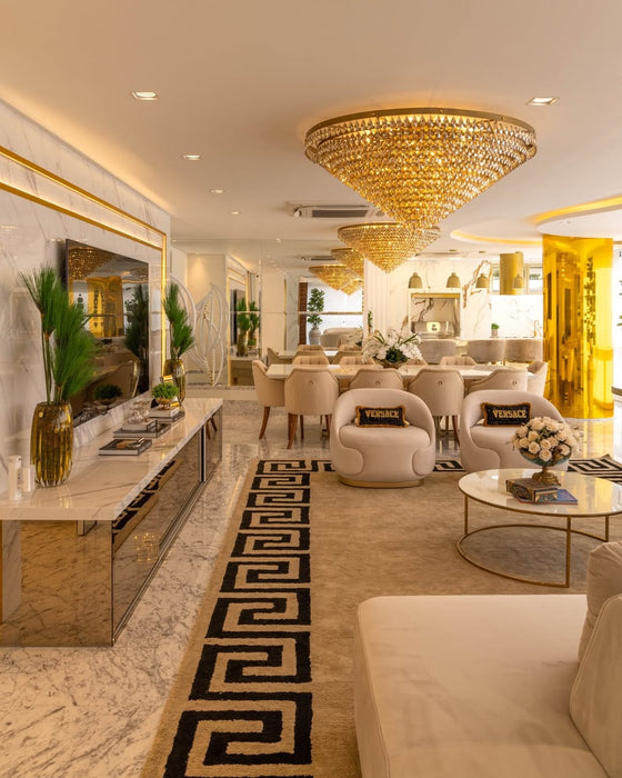 Luxury Flush Mounted Funnel Crystal Chandelier for Low Ceiling