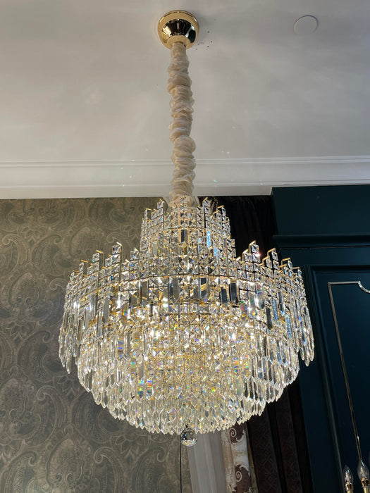 Luxury Hotel Hallway Ceiling Lighting Fixture Large Round Crystal Chandelier For Foyer Living Room Staircase