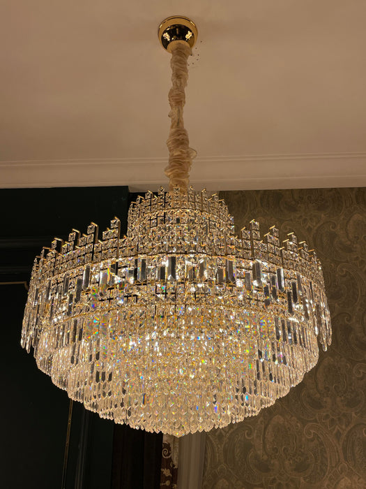 Luxury Hotel Hallway Ceiling Lighting Fixture Large Round Crystal Chandelier For Foyer Living Room Staircase