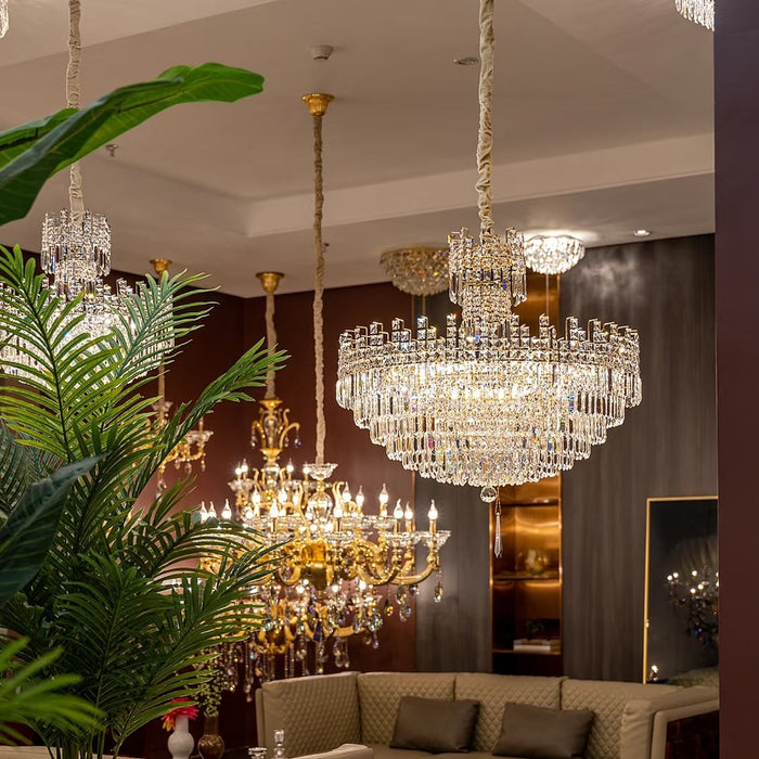 Luxury Hotel Hallway Ceiling Lighting Fixture Large Round Crystal Chandelier For Foyer Living Room Staircase