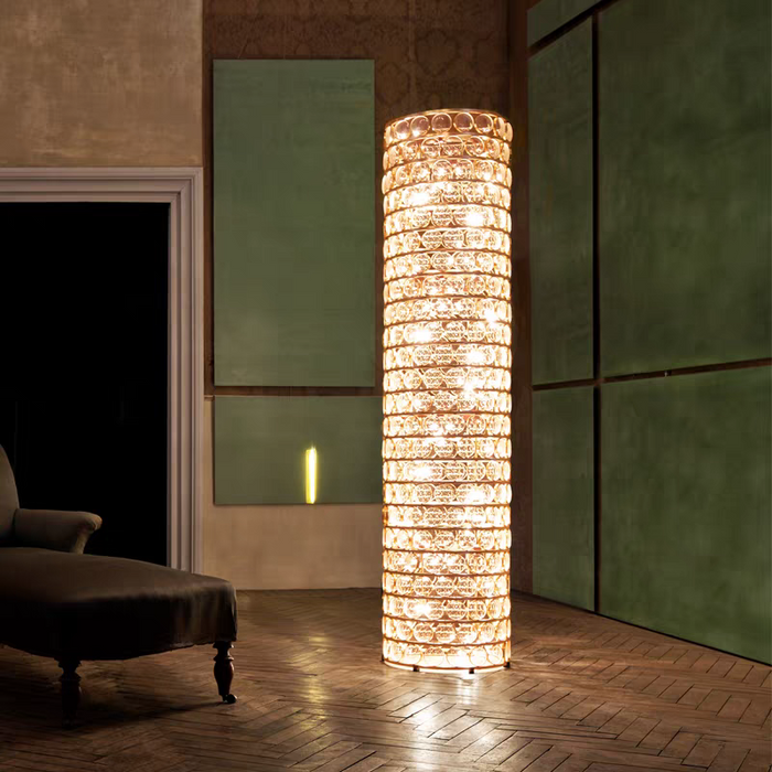 Luxury Round Crystal Column Floor Lamp
