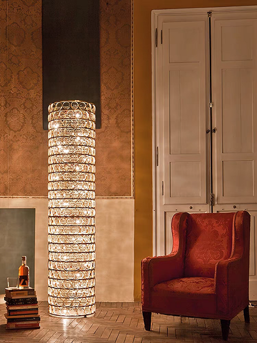 Luxury Round Crystal Column Floor Lamp