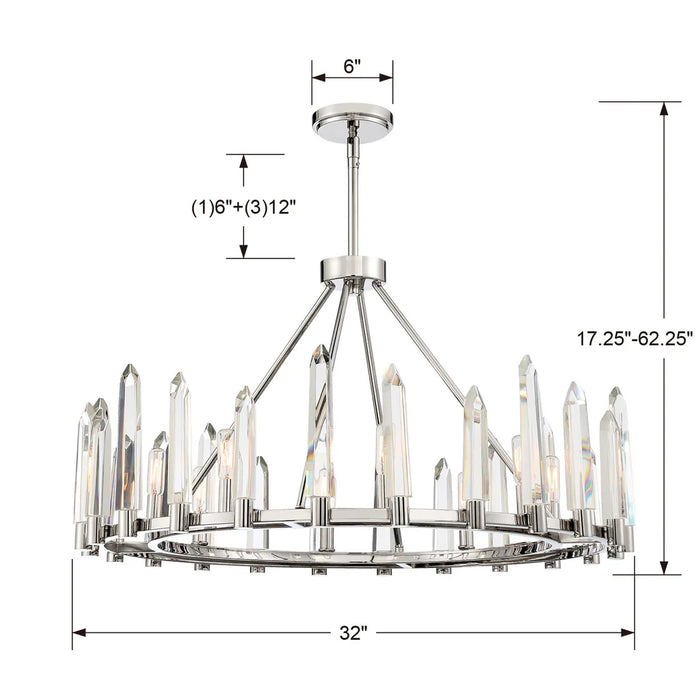 Luxury Round/Rectangular Hand-cut Crystal Chandelier for Low Ceiling