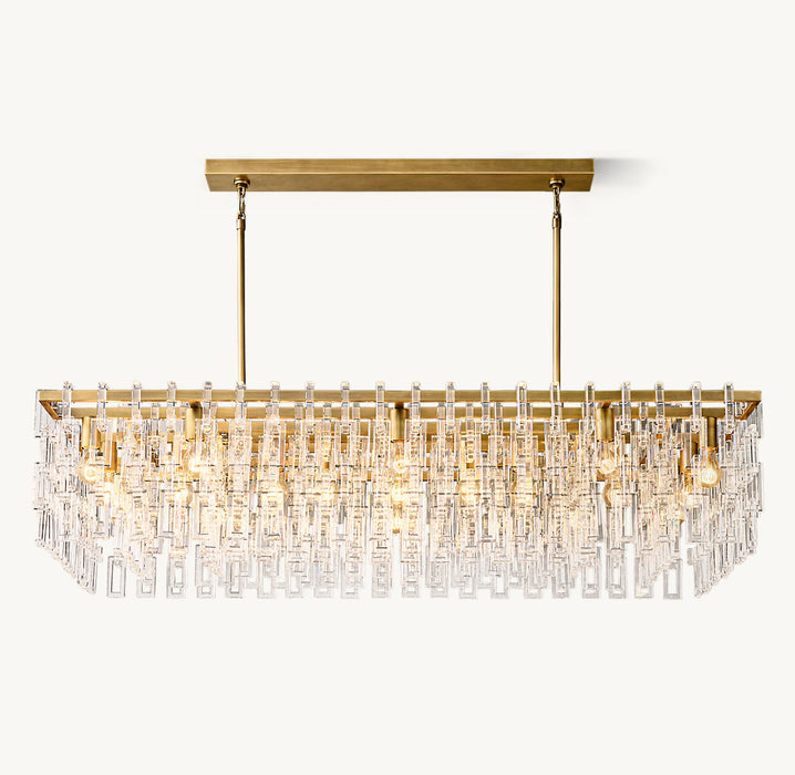 Luxury Tiered Rectangular Crystal Chandelier