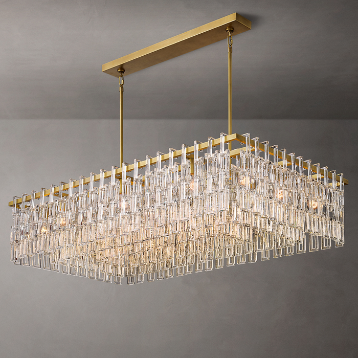Luxury Tiered Rectangular Crystal Chandelier