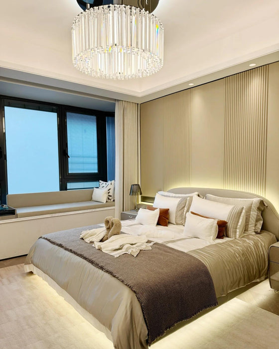 Luxury Triangular Crystal Chandelier for High Ceiling