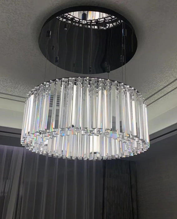 Luxury Triangular Crystal Chandelier for High Ceiling