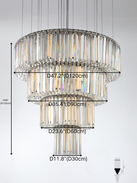 Luxury Triangular Crystal Chandelier for High Ceiling
