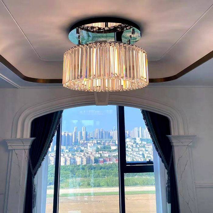 Luxury Triangular Crystal Chandelier for High Ceiling