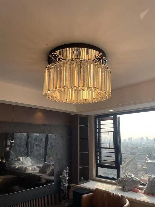 Luxury Triangular Crystal Chandelier for High Ceiling