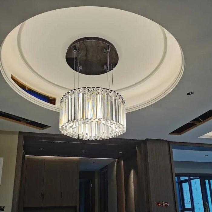 Luxury Triangular Crystal Chandelier for High Ceiling