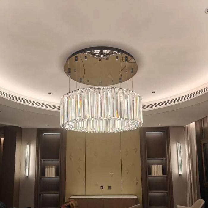 Luxury Triangular Crystal Chandelier for High Ceiling