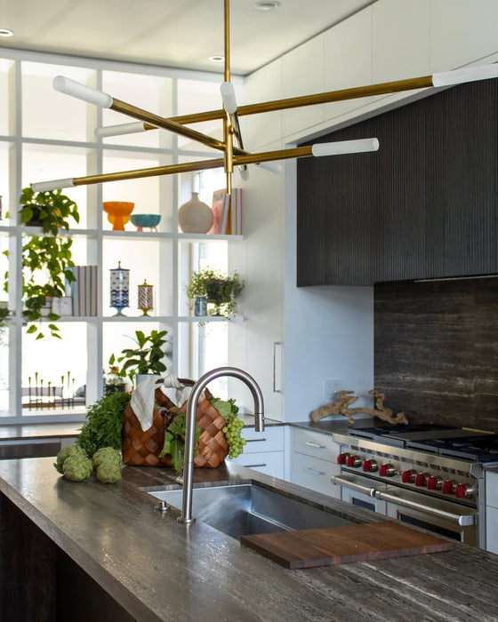 Minimalist 8/10 Light Articulating Chandelier in Brass/Polished Chrome/Bronze Finish