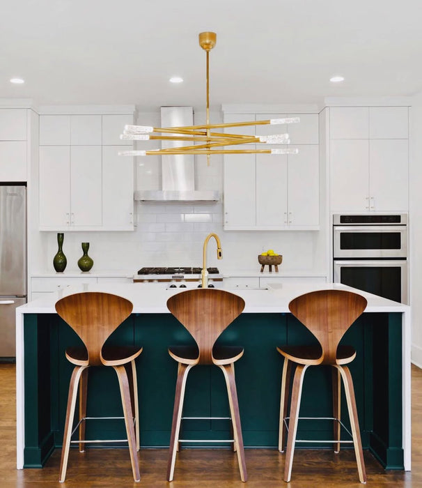 Minimalist 8/10 Light Articulating Chandelier in Brass/Polished Chrome/Bronze Finish