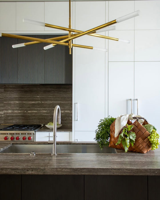Minimalist 8/10 Light Articulating Chandelier in Brass/Polished Chrome/Bronze Finish