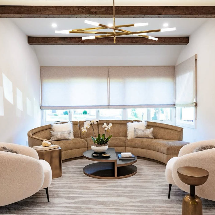 Minimalist 8/10 Light Articulating Chandelier in Brass/Polished Chrome/Bronze Finish