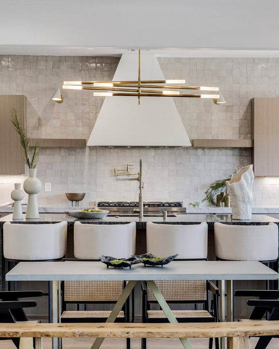 Minimalist 8/10 Light Articulating Chandelier in Brass/Polished Chrome/Bronze Finish