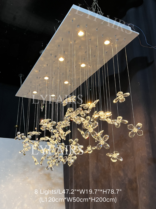 Modern Floating Crystal Flower Chandelier