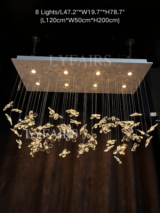 Modern Floating Crystal Flower Chandelier