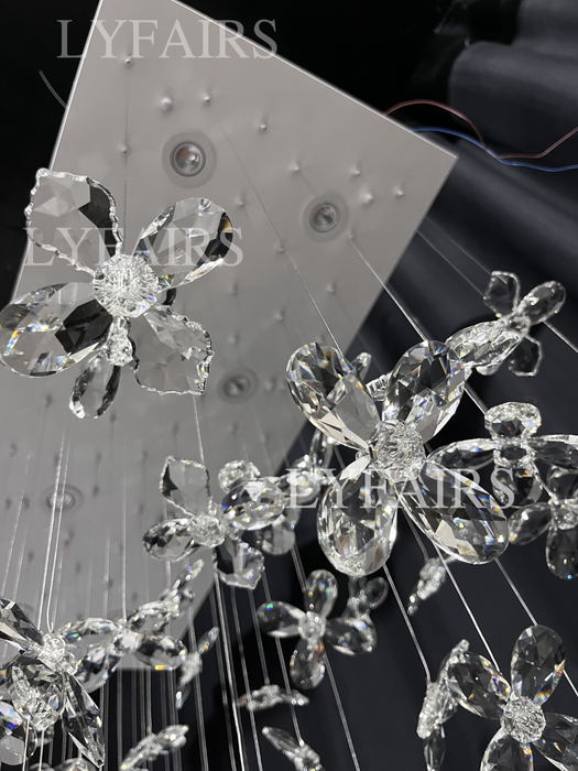 Modern Floating Crystal Flower Chandelier