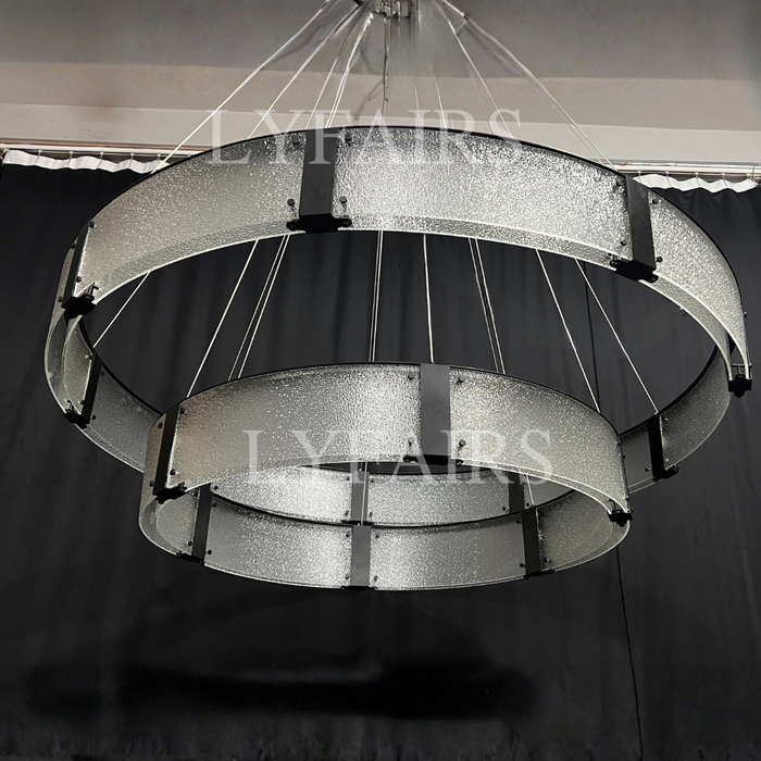 Modern Light Luxury Two-tier Glass Ring Chandelier