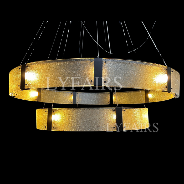 Modern Light Luxury Two-tier Glass Ring Chandelier