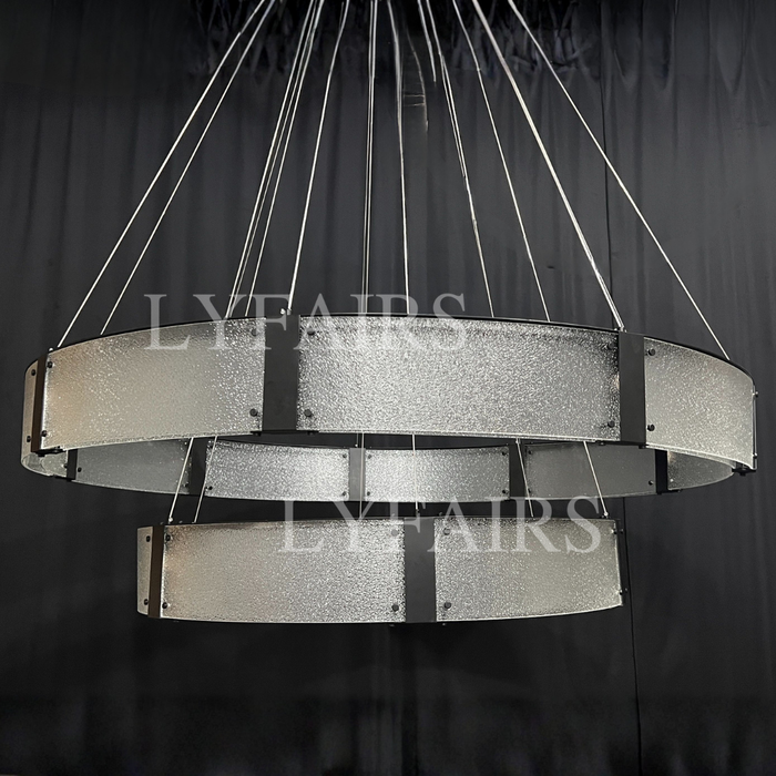 Modern Light Luxury Two-tier Glass Ring Chandelier