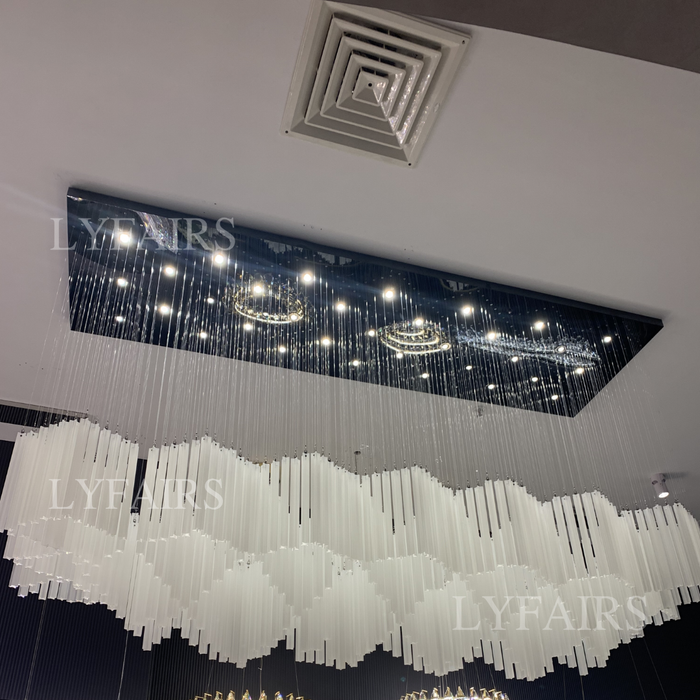 Modern Floating Star Glass Tube Chandelier