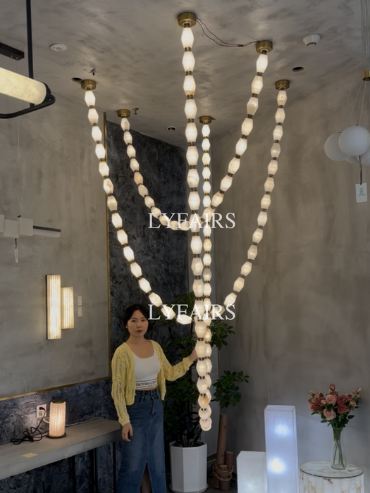 Modern Necklace Alabaster Cluster Chandelier