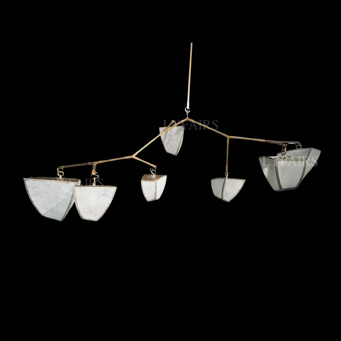 Modern Silk-Textured Frosted Acrylic Branch Chandelier