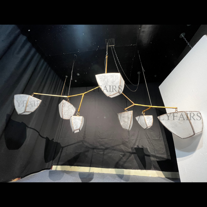 Modern Silk-Textured Frosted Acrylic Branch Chandelier