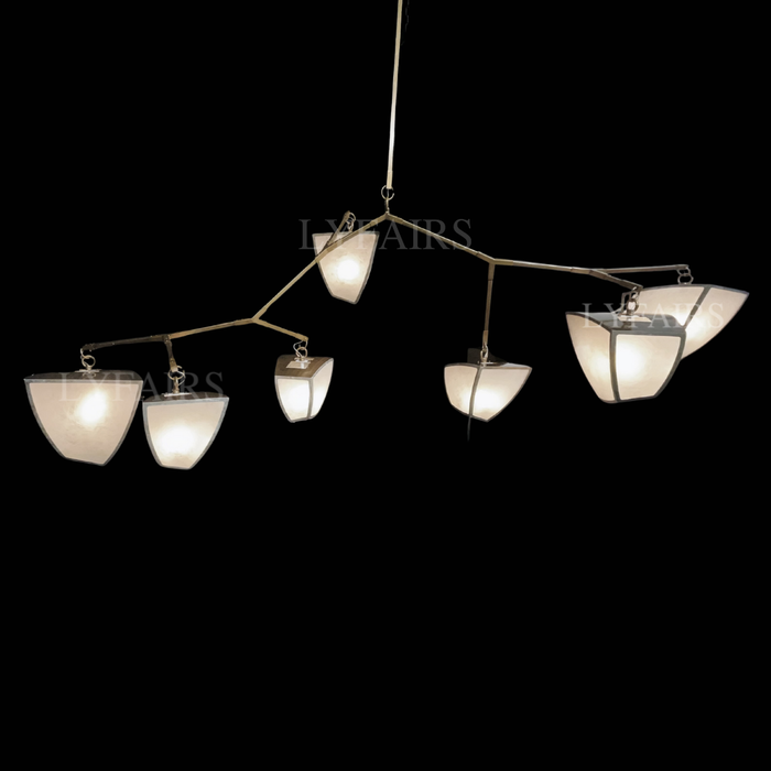 Modern Silk-Textured Frosted Acrylic Branch Chandelier