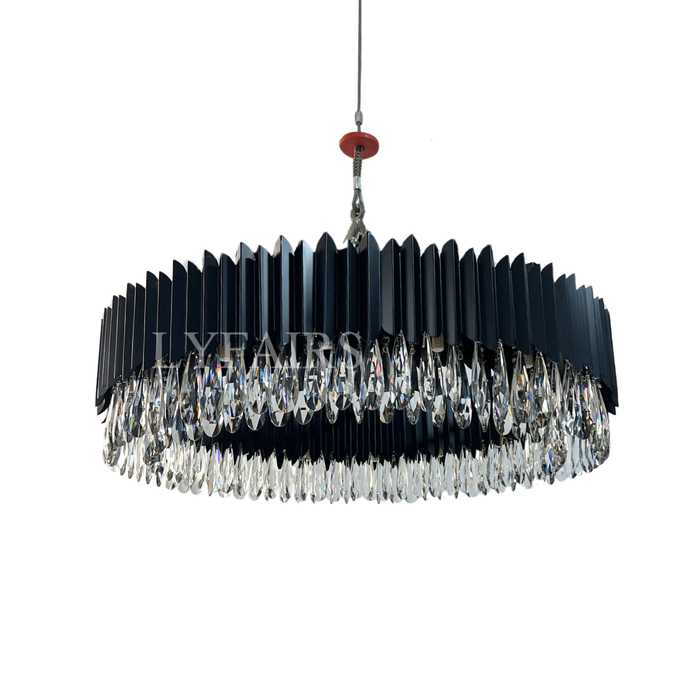 Modern Teardrop Crystal Round Chandelier in Black Finish