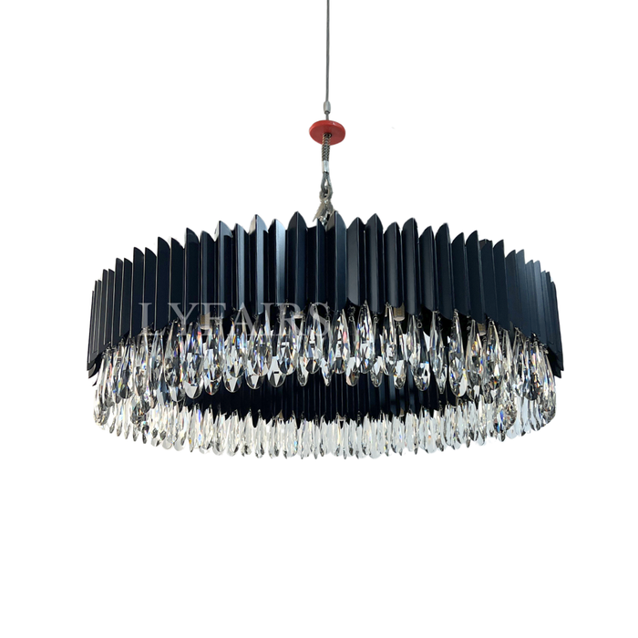 Modern Teardrop Crystal Round Chandelier in Black Finish
