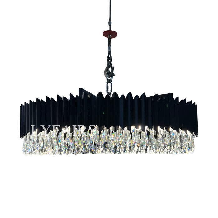 Modern Teardrop Crystal Round Chandelier in Black Finish