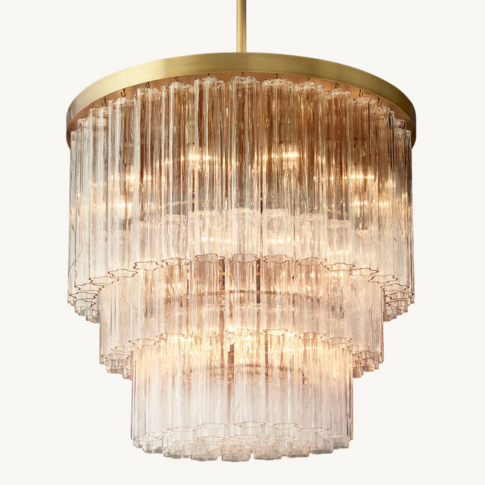 Modern 3-Tier Floral Glass Tubes Chandelier