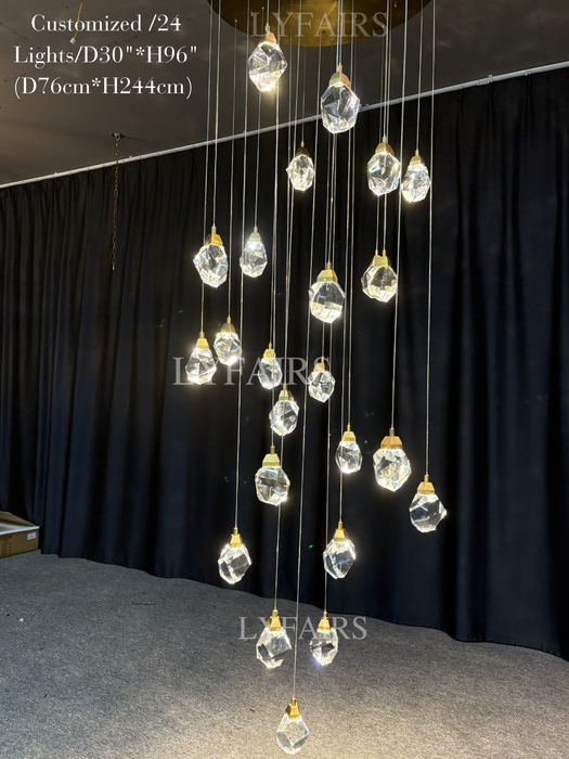 Modern Creative Crystal Prisms Stone Chandelier for Staircase/Foyer/Loft