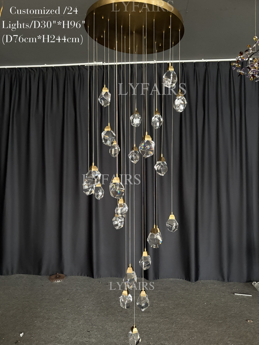 Modern Creative Crystal Prisms Stone Chandelier for Staircase/Foyer/Loft