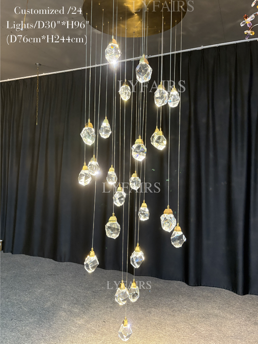 Modern Creative Crystal Prisms Stone Chandelier for Staircase/Foyer/Loft