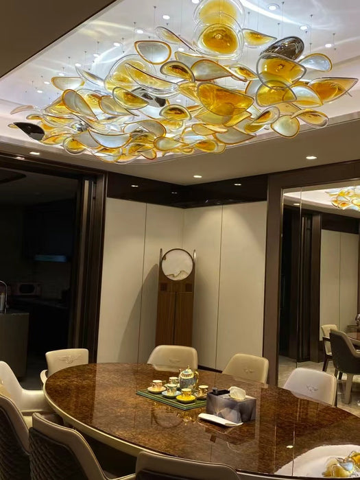 Modern Floating Amber Chips Glass Chandelier