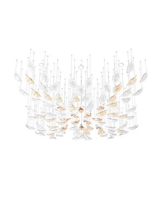 Modern Floating Glass Leaves Chandelier for High Ceiling/Hotel/Restaurant