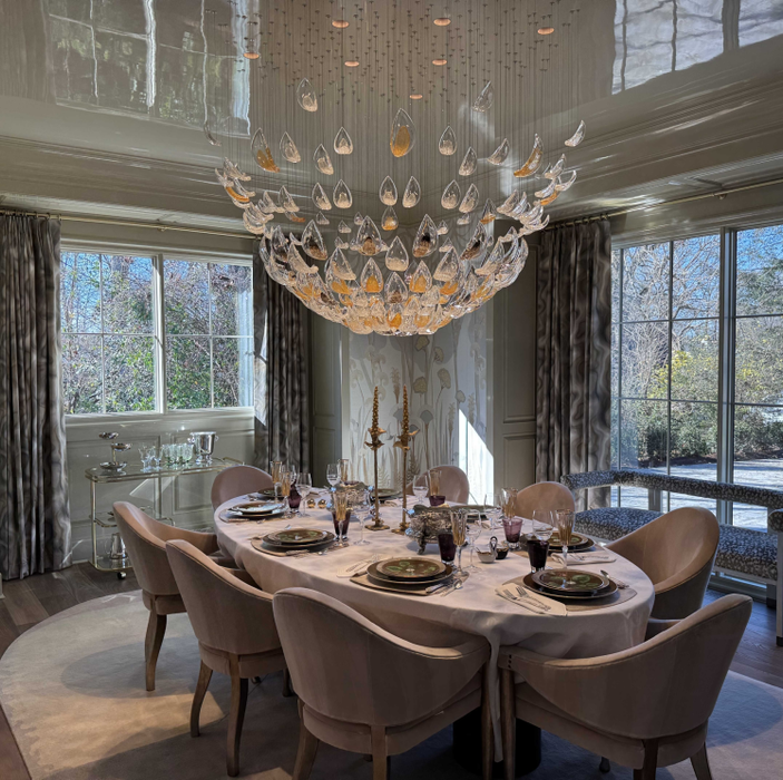 Modern Floating Glass Leaves Chandelier for High Ceiling/Hotel/Restaurant