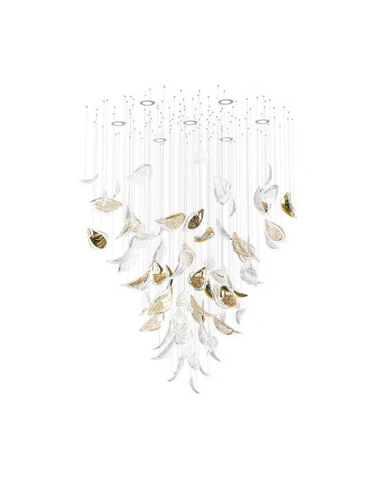 Modern Floating Glass Leaves Chandelier for High Ceiling/Hotel/Restaurant