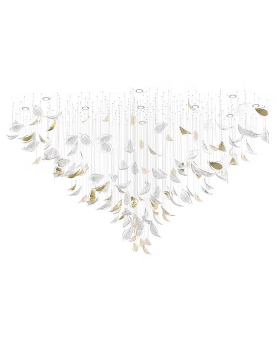 Modern Floating Glass Leaves Chandelier for High Ceiling/Hotel/Restaurant