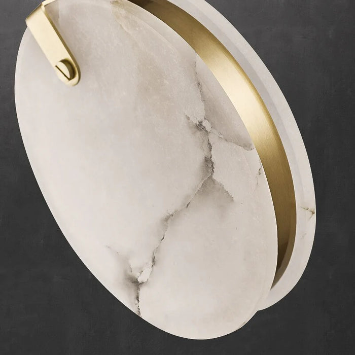 Modern Floating Round Alabaster Chandelier for High Ceiling