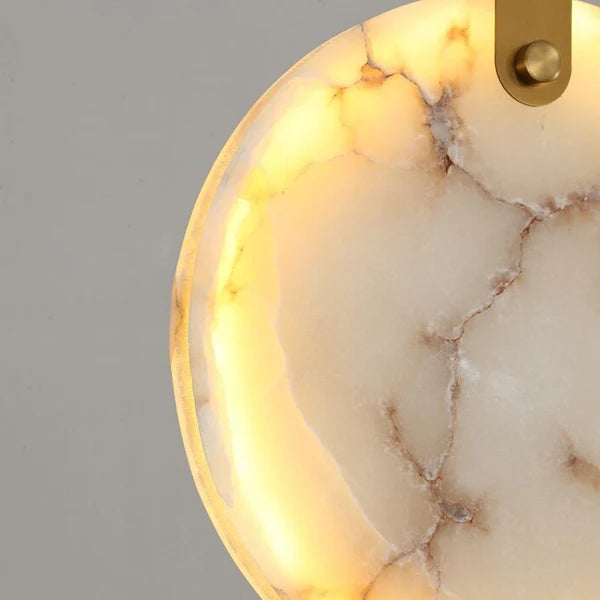Modern Floating Round Alabaster Chandelier for High Ceiling