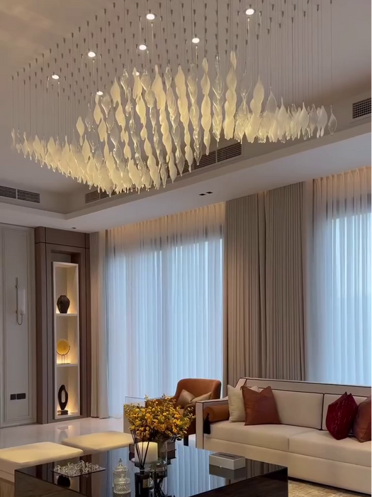 Modern Floating Twisted Glass Leaves Chandelier for Living Room