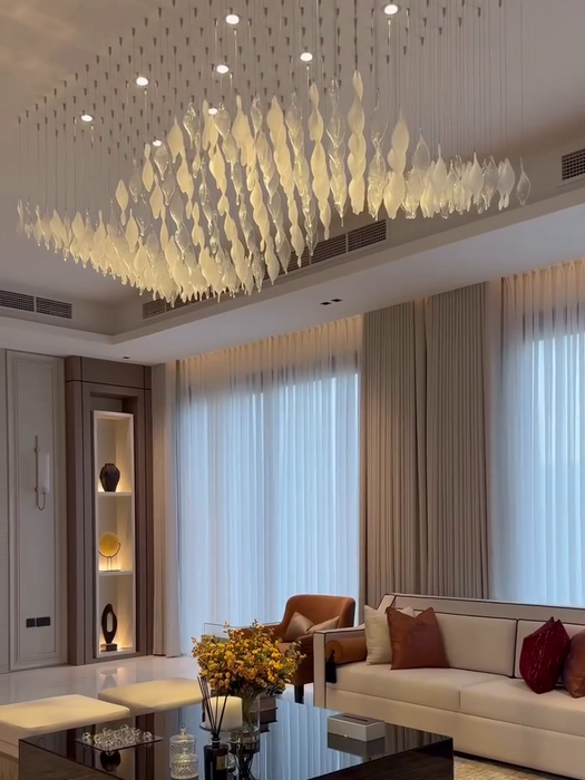 Modern Floating Twisted Glass Leaves Chandelier for Living Room